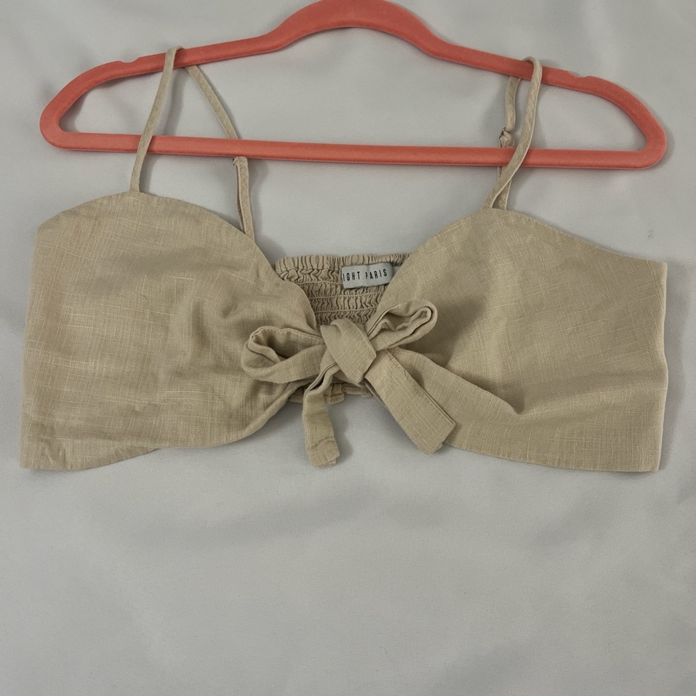 Tan Bow Front Crop Top